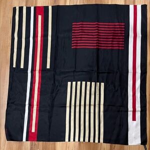 Ann Taylor Silk Geometric Nautical Deep Navy, Red and Cream Patterned Scarf 36”